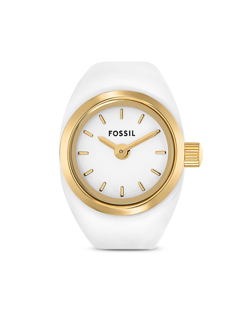 Fossil Women's Two-hand Gold-tone Stainless Steel Ring Watch, 15mm In White