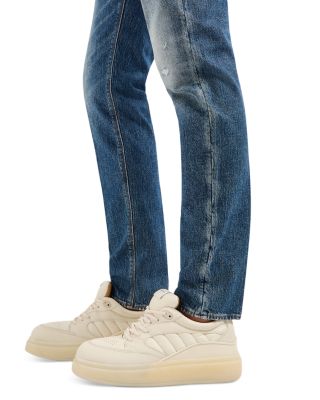 Slim Fit Washed Jeans in Medium Blue