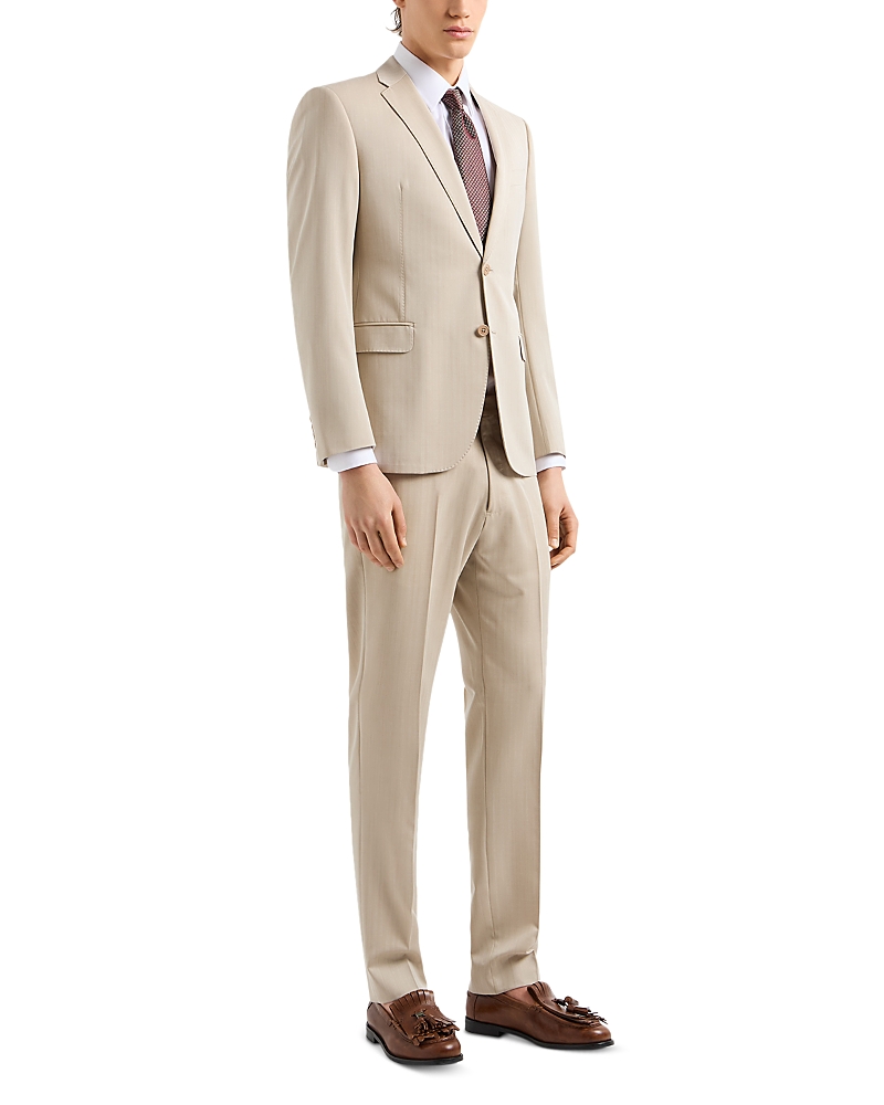 Emporio Armani M Line Slim Fit Single Breasted Notch Lapel Suit in Herringbone Stripe