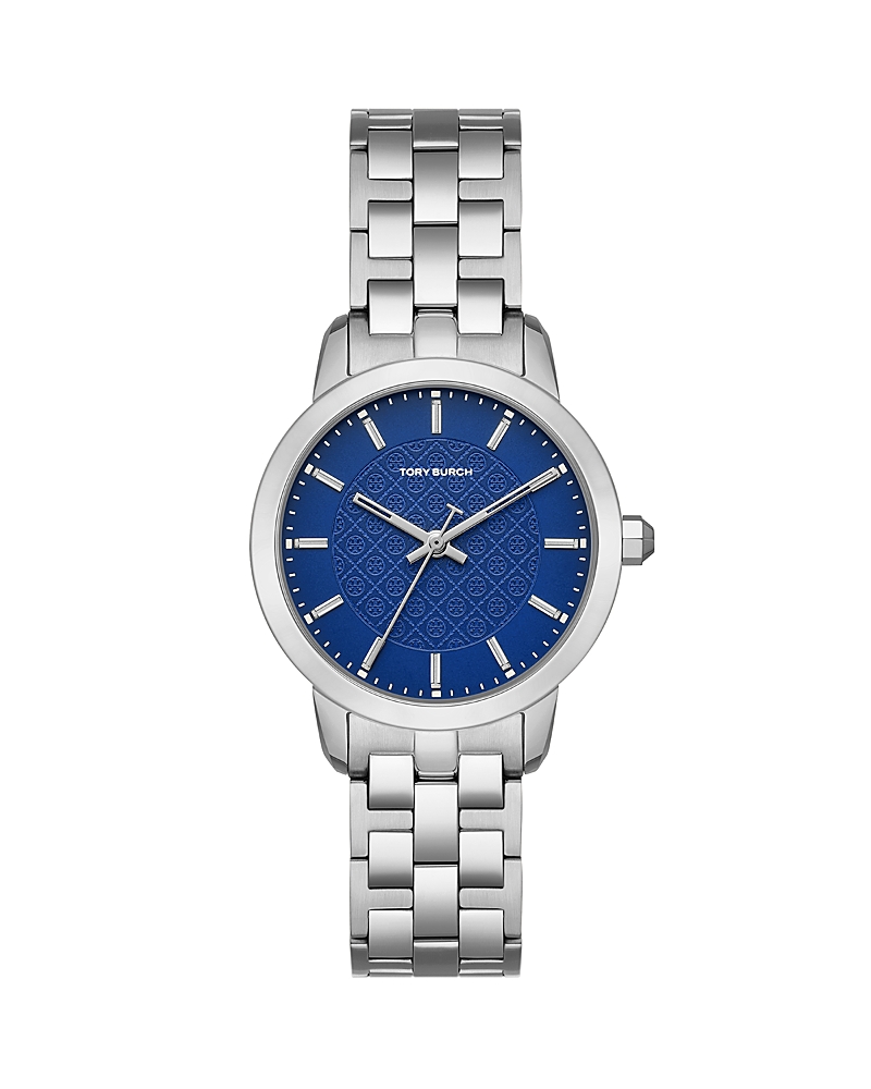 Tory Burch The Tory Bracelet Watch, 34mm In Blue/silver