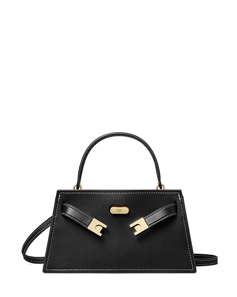 Tory Burch Petite Lee Radziwill Leather Top Handle Bag In Black