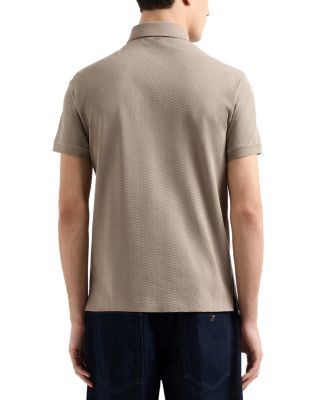 Textured Cotton Allover Jacquard Chevron Motif Polo