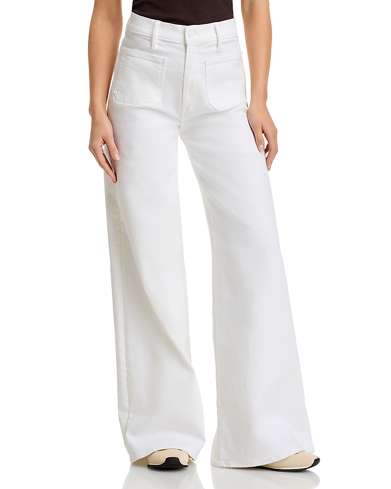 Mother Lil Patch Pocket Undercover Sneak High Rise Wide Leg Jeans In Fairest Of Them All In White