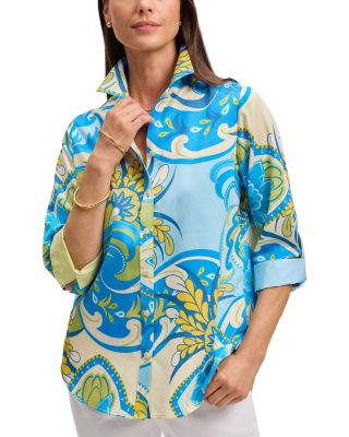 Margie 3/4 Sleeved Tropical Jacobean Shirt