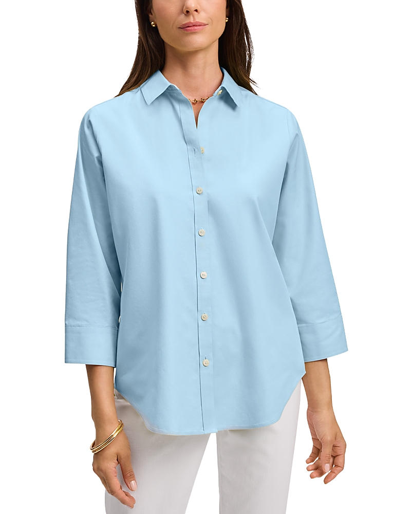 Foxcroft Margie 3/4 Sleeved Pinpoint Oxford Shirt · S