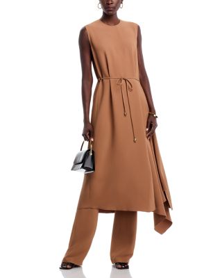Drawstring Asymmetric Midi Dress