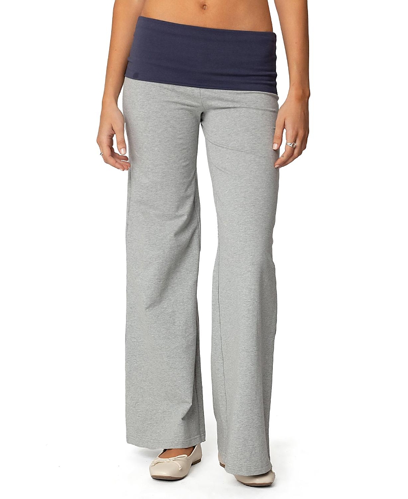 EDIKTED WIDE LEG CONTRAST FOLD OVER PANTS