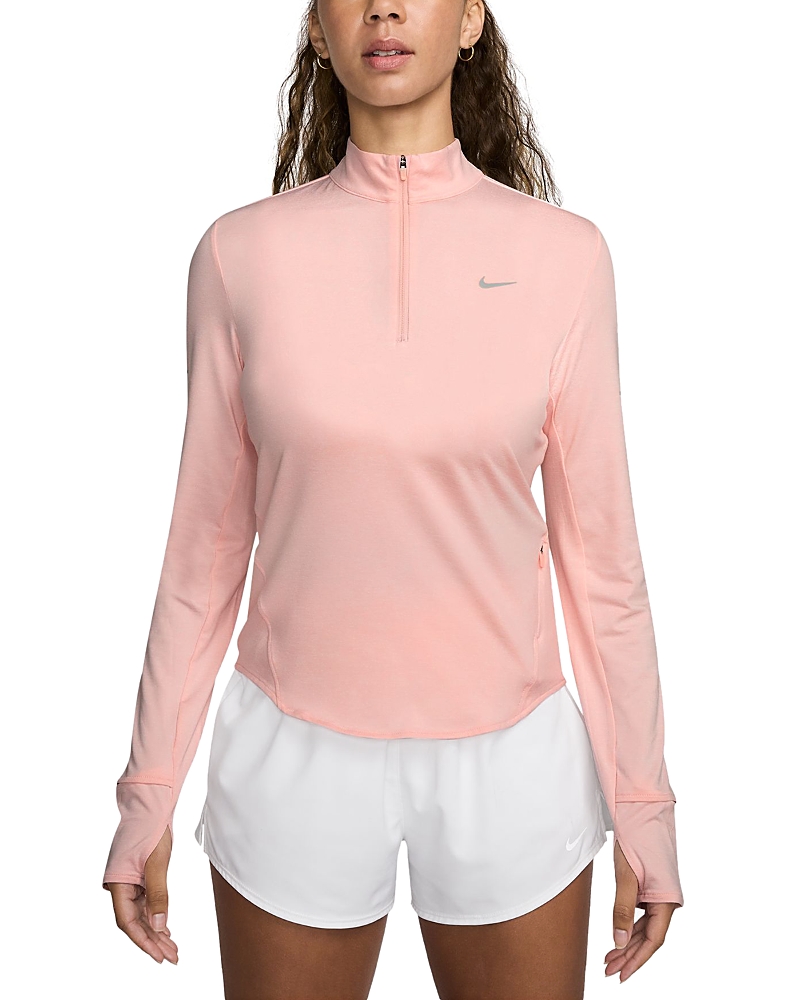 Nike Women's Swift Dri-fit Uv 1/4-zip Running Top In Atmosphere/refsil