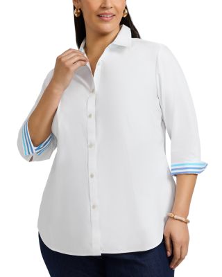 Margie 3/4 Sleeved Pinpoint Oxford Shirt