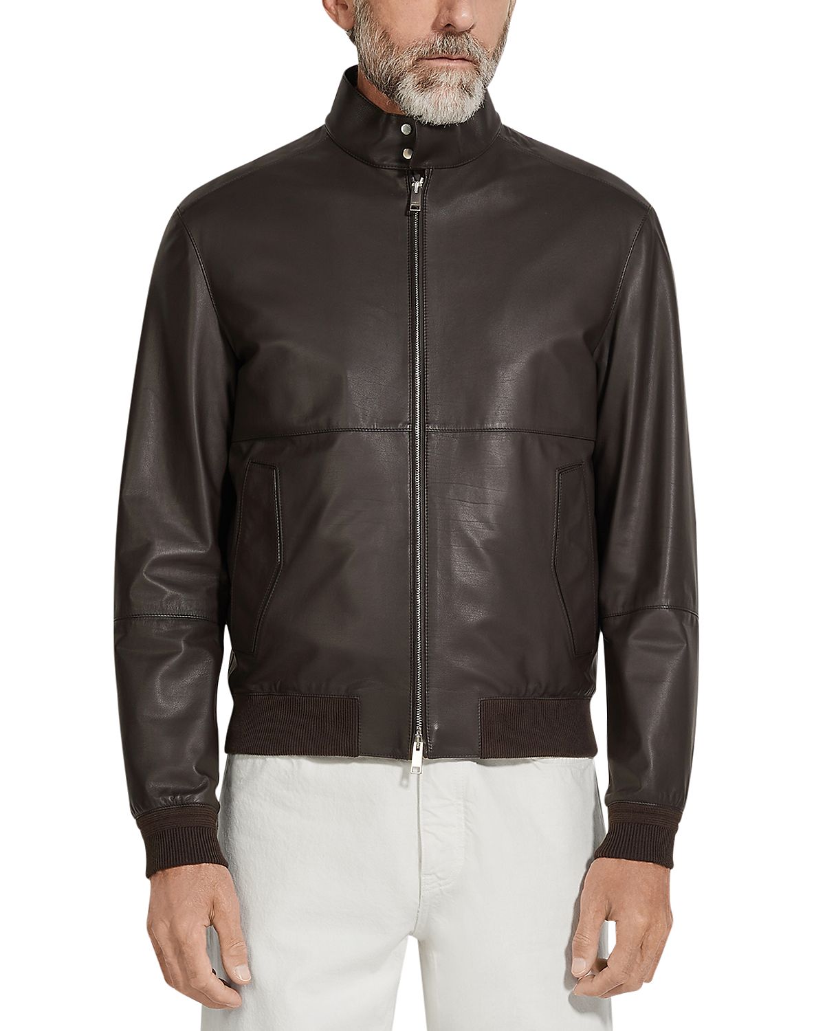 Zegna Nappa Leather Bomber Jacket