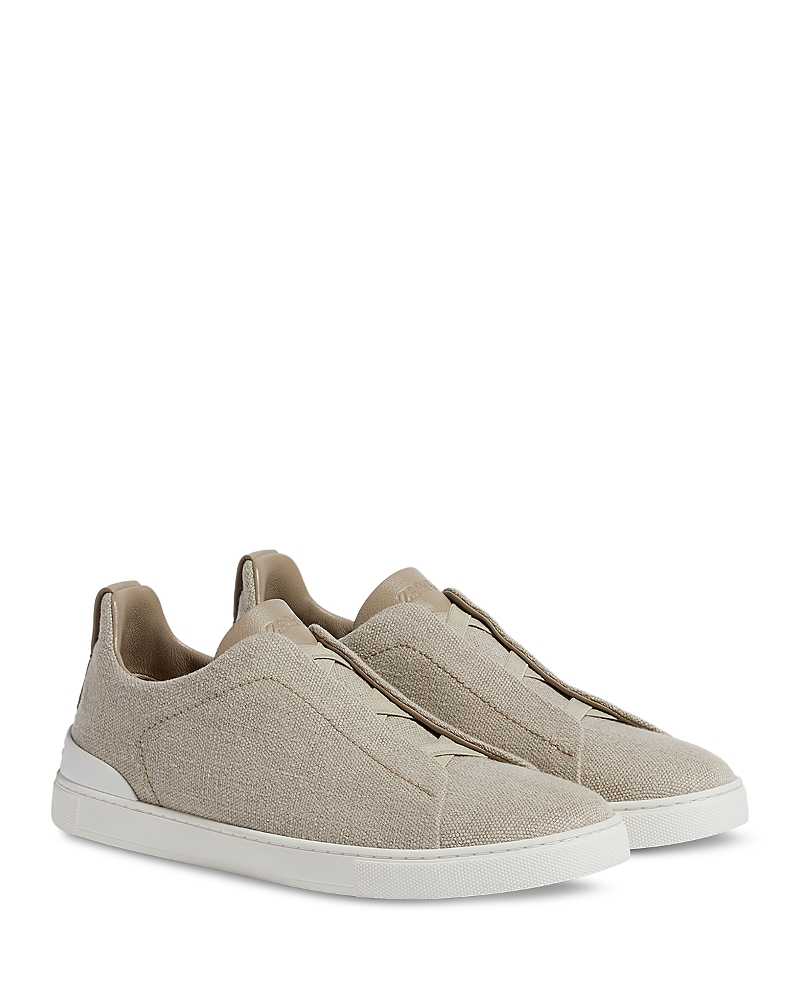 Zegna Round Toe Low Top Casual Shoes In Light Beige