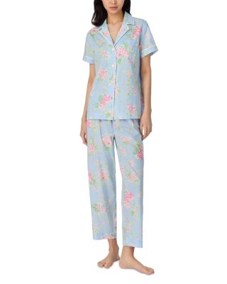 Ralph Lauren - Floral Short Sleeve Notch Collar Cropped Pant PJ Set