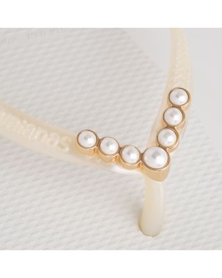 Women's Slim White Flip Flop Sandals