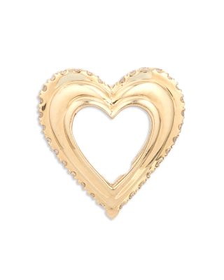 9K Yellow Gold Diamond Groovy Heart Big Bead Pendant