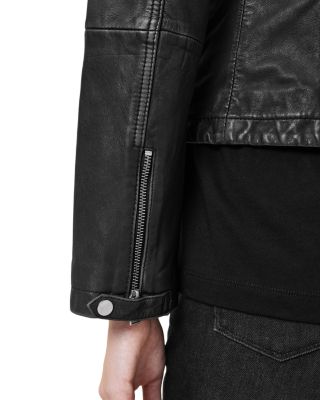 Cargo Distressed Leather Biker Jacket