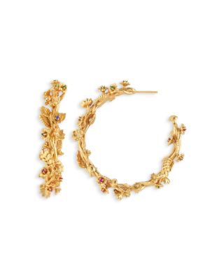 Meadow Pav&eacute; Flower Grande Hoop Earrings in 18K Gold Plated