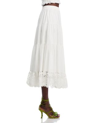 Lace Off The Shoulder Poplin Top & Midi Skirt - Exclusive