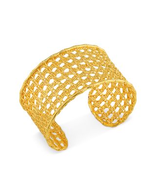 Veranda Caning Cuff Bracelet in 18K Gold Plated