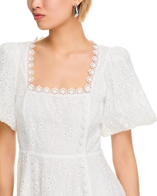 Lace Trim Eyelet Midi Dress - Exclusive