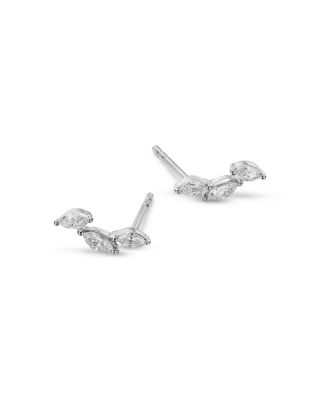 Diamond Marquis Cut Stud Earrings in 14K White Gold, 0.25 tcw