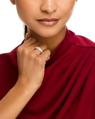 Diamond Pav&eacute; Multirow Ring in 14K White Gold, 0.75 tcw