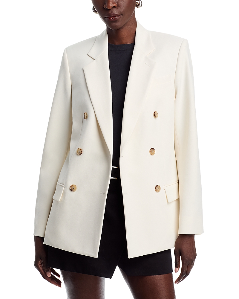 Frame The Relaxed Everyday Double-breasted Woven Blazer In Neutral
