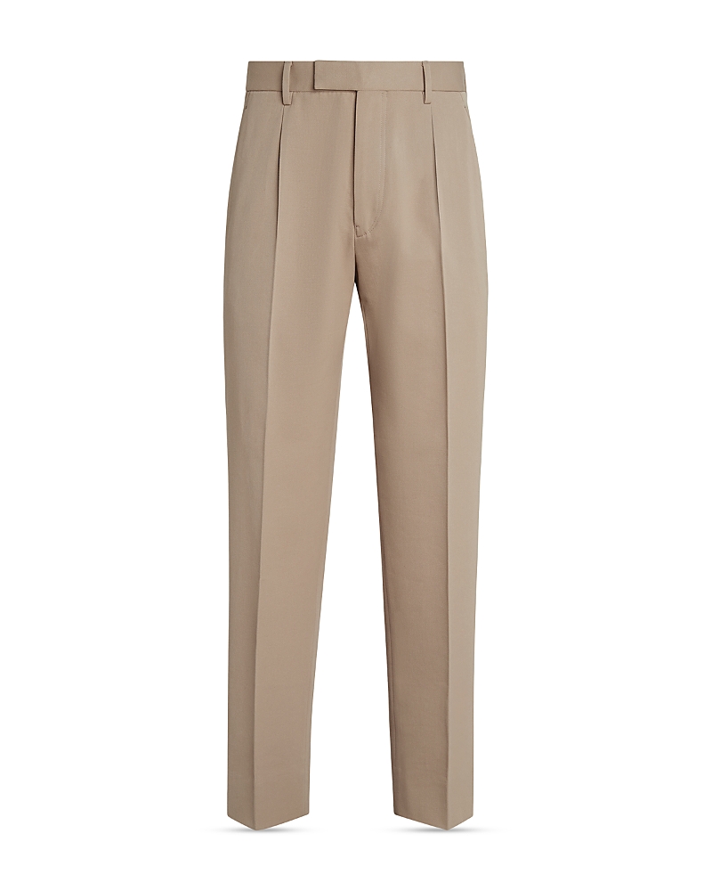 Zegna Tailored Chino Trousers Pleats In Neutral