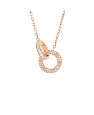 Pre-Owned Cartier - Love Interlocking Pave Necklace 18K Rose Gold and Diamonds