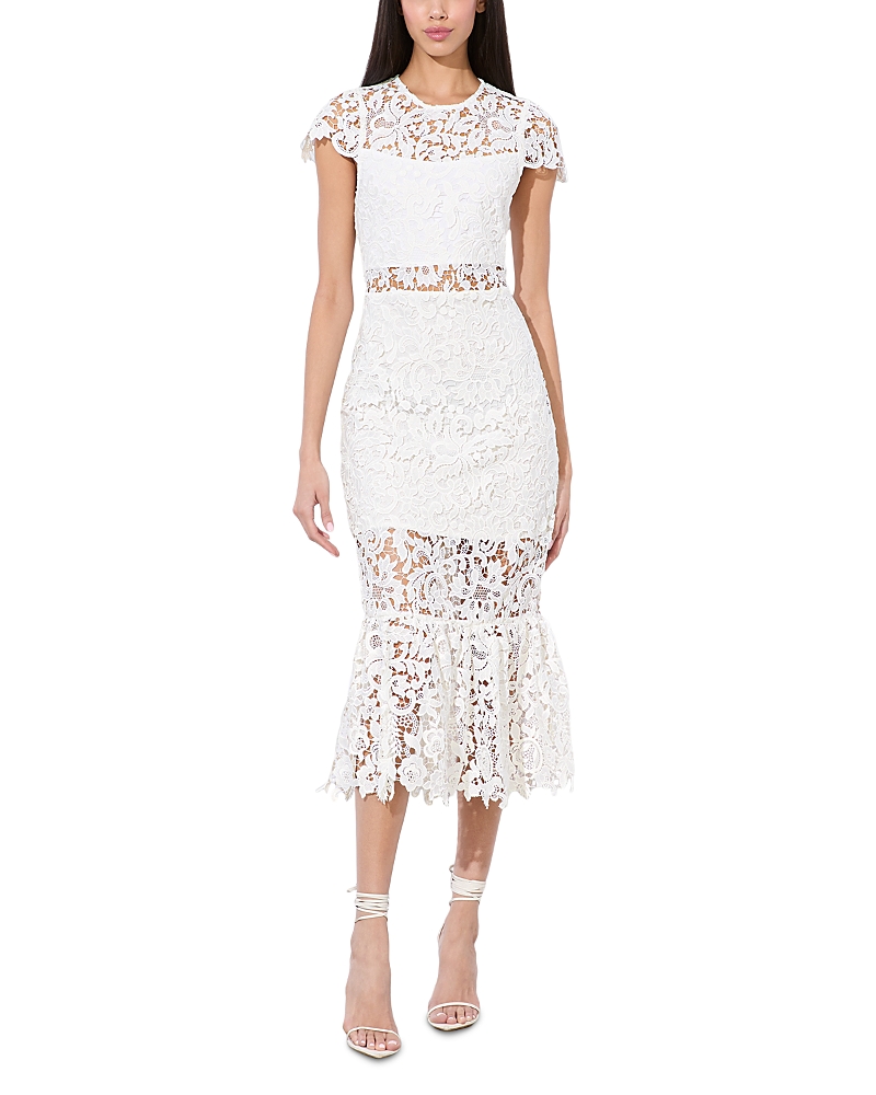 Shop Alice And Olivia Clover Open Back Lace Dress In Off White