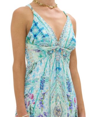 Bead Strap Gathered Panel Dress