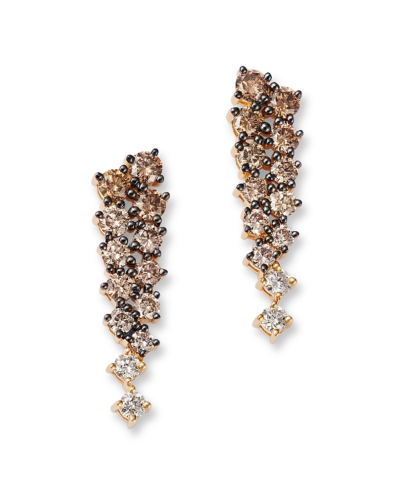 Bloomingdale's Fine Collection Brown Diamond Ombre Cascade Drop Earrings In 14k Yellow Gold, 1.24 Ct. T. W.
