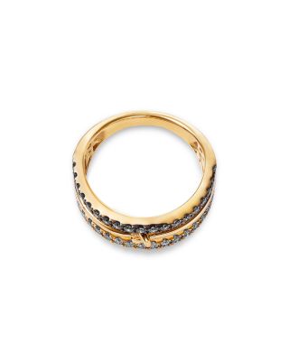 Champagne & Brown Diamond Faux Stack Band in 14K Yellow Gold, 0.67 tcw