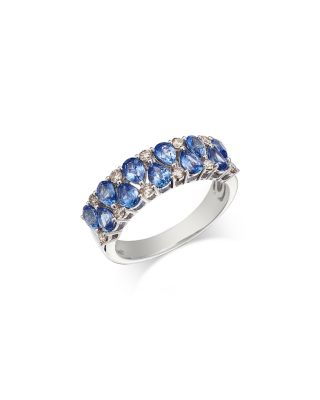 Sapphire & Diamond Band Ring in 14K White Gold