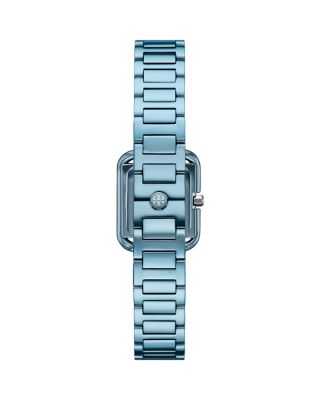 Tory Burch The Kira Square Small Three Hand Blue Stainless Steel