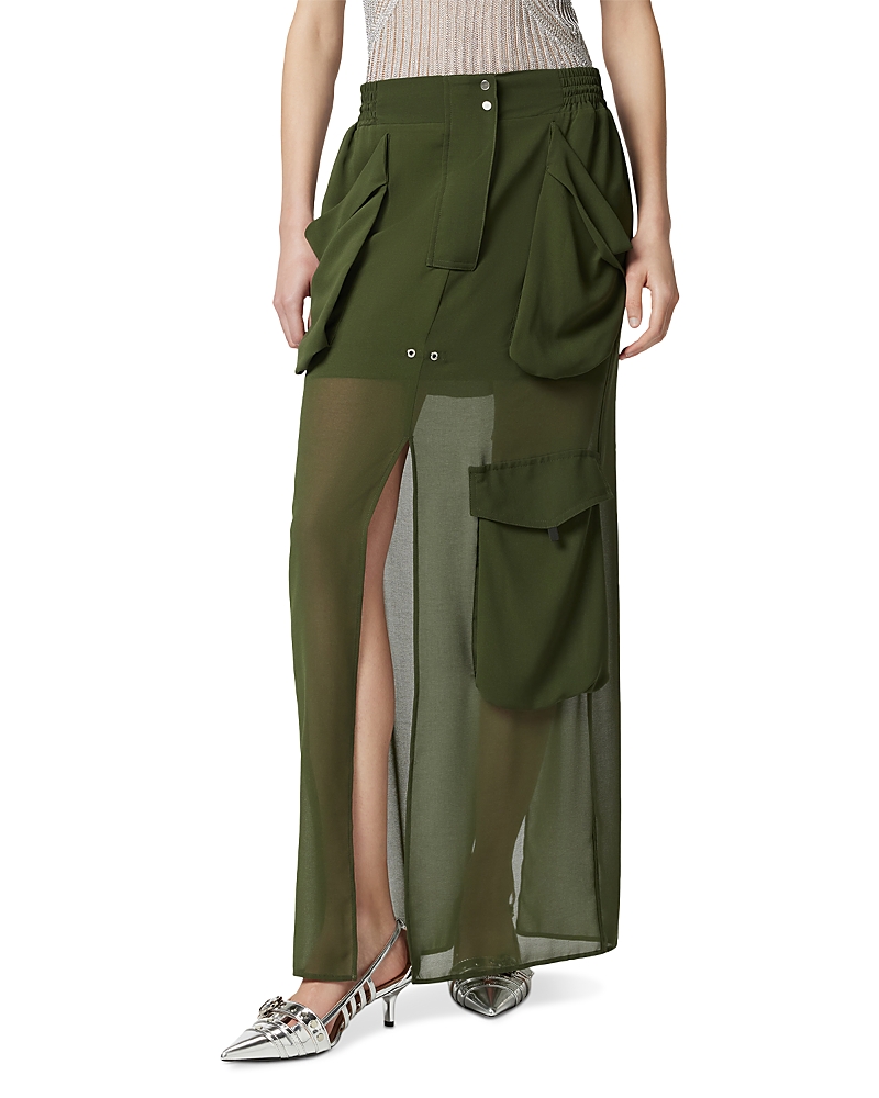 Pinko Invece No Skirt In Georgette In Green Rainforest
