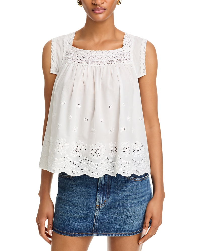 Shop Wayf Claudia Eyelet Top In Ivory