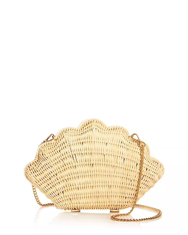 Aqua Shell Wicker Clutch - Exclusive