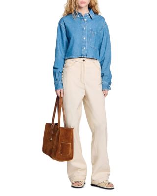 Lace Up High Rise Jeans in Sand