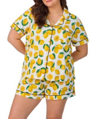 Printed Short Sleeve Boxer Pajama Set
