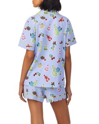 Printed Short Sleeve Boxer Pajama Set