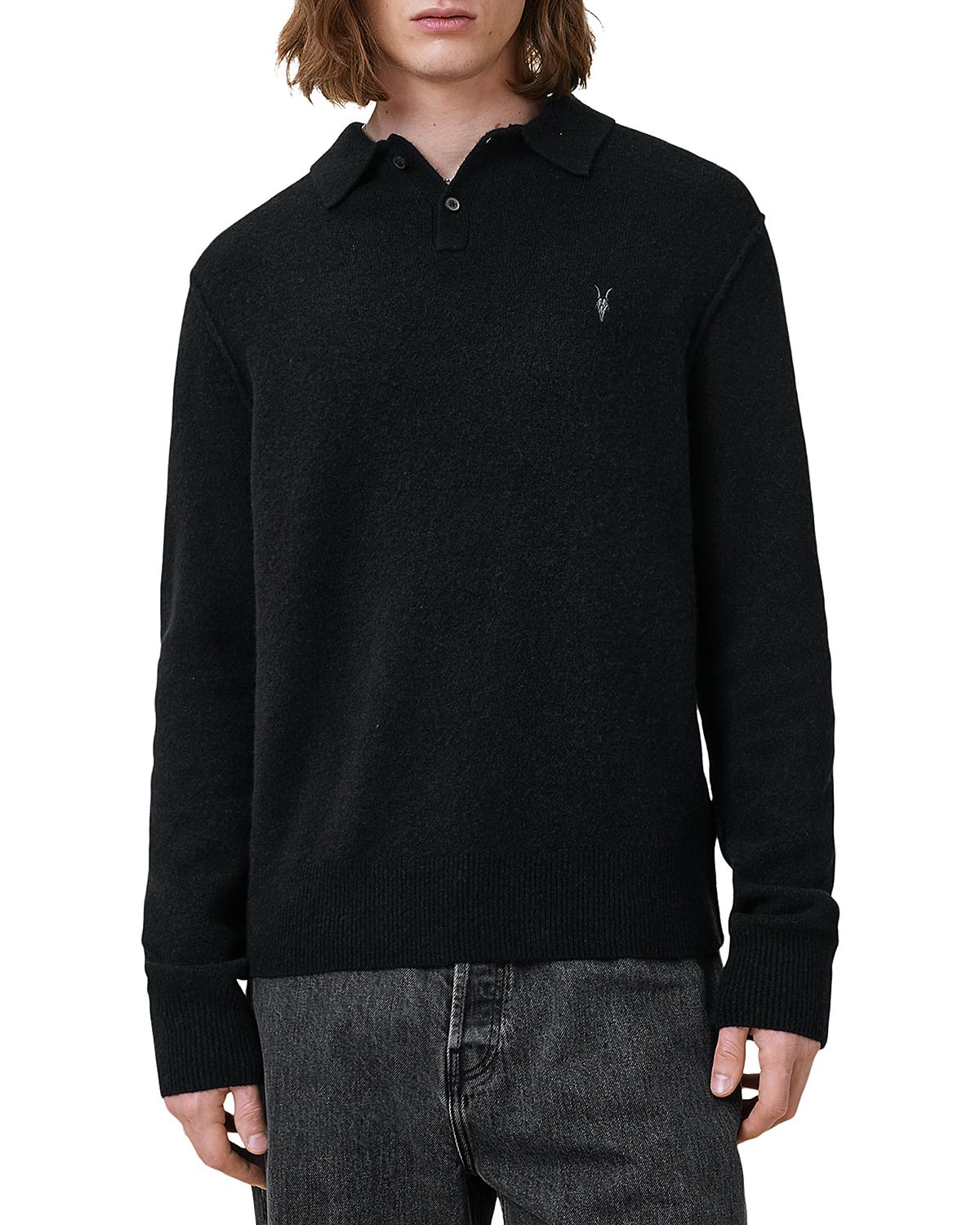 Allsaints Statten Regular Fit Polo Collar Sweater
