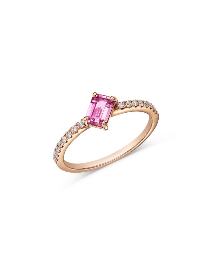 Pink Sapphire & Diamond Ring in 14K Rose Gold
