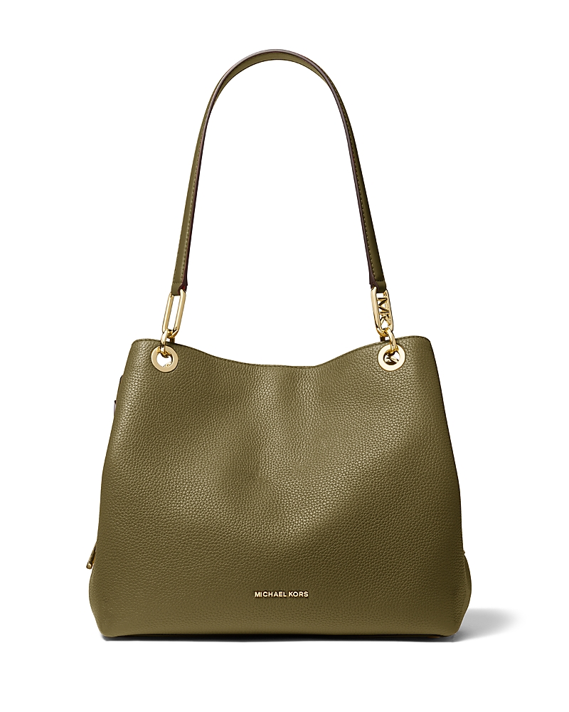 Michael Kors Michael Kensington Large Leather Shoulder Tote In Safari Green