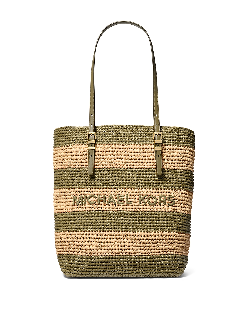 Michael Kors Michael Quinn Large North South Woven Tote In Safari Green