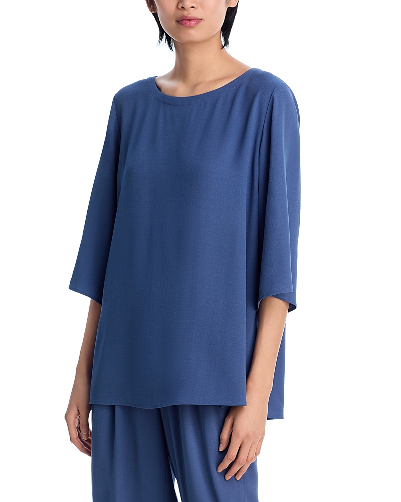 Eileen Fisher Silk Ballet Neck Top In Dusk