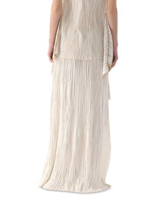 Bicolor Pleated Asymmetrical Maxi Skirt