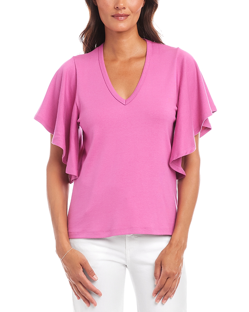 Karen Kane Flutter Sleeve Knit Top In Tulip