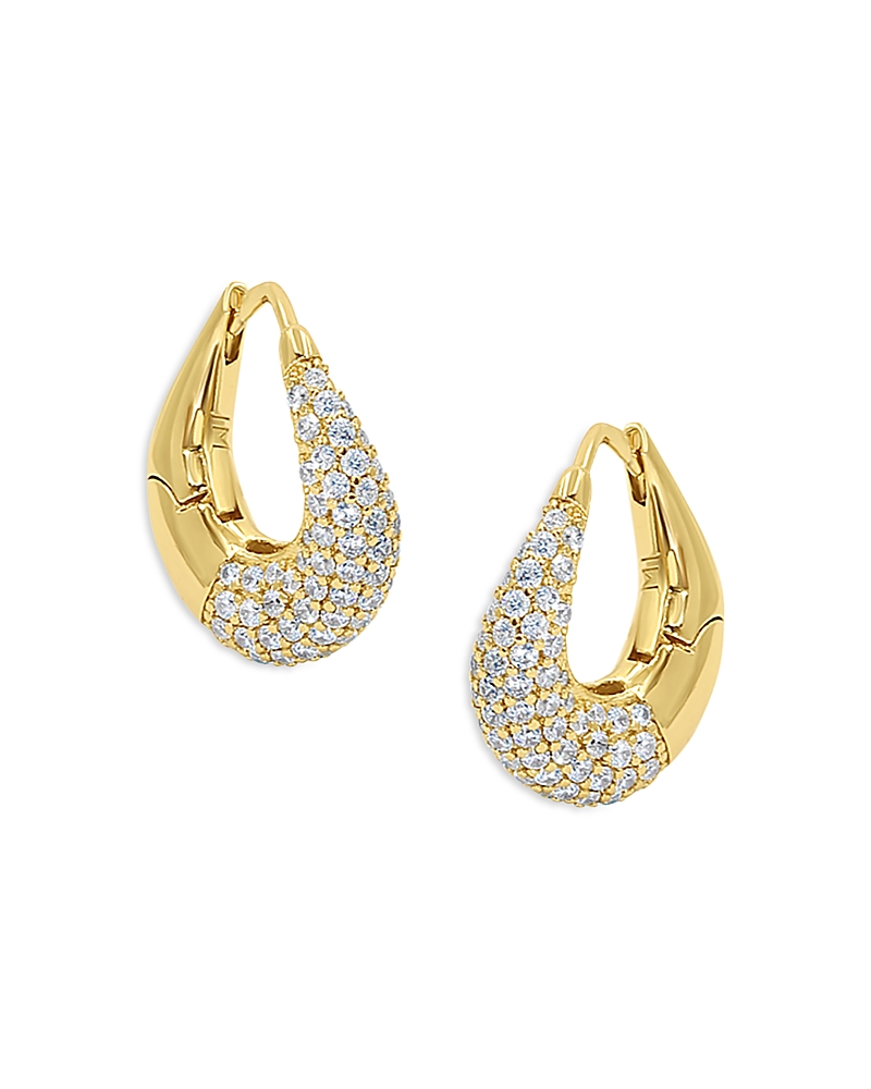 Jackie Mack Designs Muse Pave Oval Hoop Earrings In 18k Gold Plated In Gold