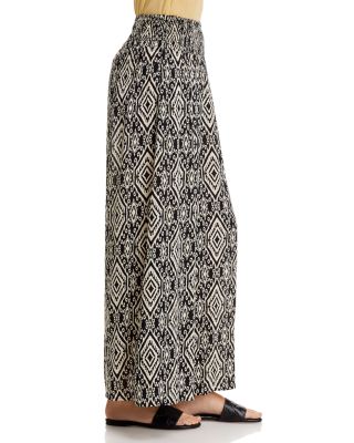 Ikat Print Smocked Waist Pants - Exclusive