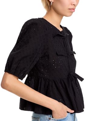 Paula Eyelet Tie Front Top